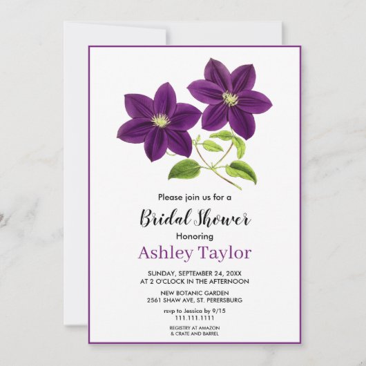 Elegant paars blossom boho floral Vrijgezellenfees Kaart (Voorkant)