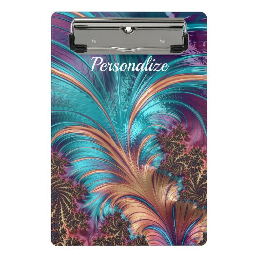 Elegant Paars Blue Abstract Feather Speciaal Mini Klembord (Voorkant)