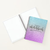 Elegant Paars Blue Glitter Ombre Sketchbook Notitieboek (Binnen)