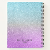 Elegant Paars Blue Glitter Ombre Sketchbook Notitieboek (Achterkant)
