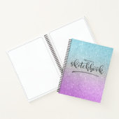Elegant Paars Blue Glitter Ombre Sketchbook Notitieboek (Binnen)