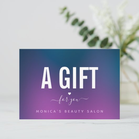 Elegant Paars Blue Gradient Heart Love Romantic (Staand voorkant)