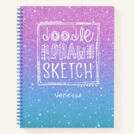 .Elegant Paars Blue Ombre Glitter Sketchbook Note Notitieboek