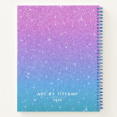 .Elegant Paars Blue Ombre Glitter Sketchbook Notitieboek (Achterkant)