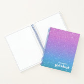 Elegant Paars Blue Ombre Glitter Sketchbook Notitieboek (Binnen)