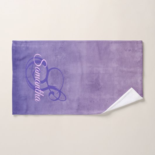 Elegant Paars Blue rustige monogram Bad Handdoek (Handdoek)