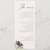 ELEGANT PAARS BLUE WATERVERF FLORAL GOLD MENU (Voorkant)