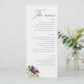 ELEGANT PAARS BLUE WATERVERF FLORAL GOLD MENU (Staand voorkant)