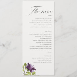 ELEGANT PAARS BLUE WATERVERF FLORAL GOLD MENU