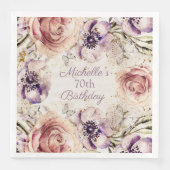 Elegant Paars Blush Pink 70e verjaardag Servet (Voorkant)