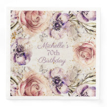 Elegant Paars Blush Pink 70e verjaardag