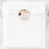 Elegant Paars Blush Pink Floral Birthday Ronde Sticker (Tas)