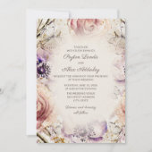 Elegant  Paars Blush Pink Floral Wedding Kaart (Voorkant)