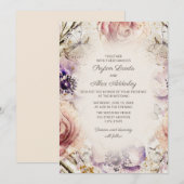 Elegant  Paars Blush Pink Floral Wedding Kaart (Voorkant / Achterkant)
