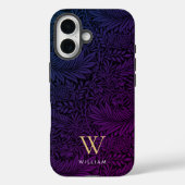 Elegant Paars Boho Botanisch Patroon Monogram Case-Mate iPhone Case (Achterkant)