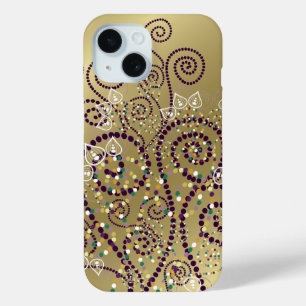 Elegant Paars Boho Deco Artistieke Spirals Castill iPhone 15 Case
