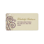 Elegant Paars Boho Spirals Weddenschap Etiket (Voorkant)