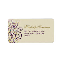 Elegant Paars Boho Spirals Weddenschap Etiket