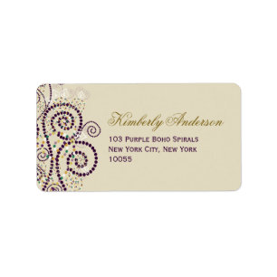 Elegant Paars Boho Spirals Weddenschap Etiket