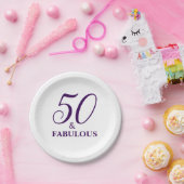 Elegant Paars Bord voor 50e verjaardag op papier (Feest)