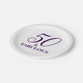 Elegant Paars Bord voor 50e verjaardag op papier (Gekanteld)