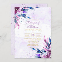 Elegant Paars Botanical Peony Gold Wedding