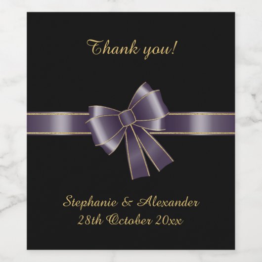 ELEGANT PAARS BOW  ETIKET WIJN (Enkel label)