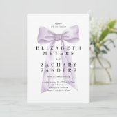 Elegant Paars Bow Wedding Kaart (Staand voorkant)