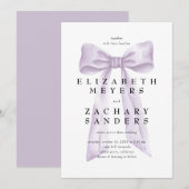 Elegant Paars Bow Wedding Kaart (Voorkant / Achterkant)
