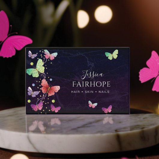 Elegant Paars Bright Butterflies Visitekaartje
