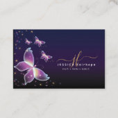 Elegant Paars Bright Butterflies Visitekaartje (Voorkant)