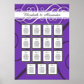 Elegant Paars bruiloft 15 Tafelzitje Poster (Voorkant)