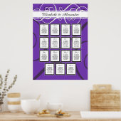 Elegant Paars bruiloft 15 Tafelzitje Poster (Keuken)