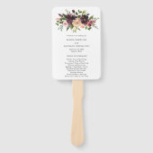 Elegant Paars Burgundy Floral Wedding Programme Handwaaier (Voorkant)