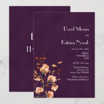 Elegant Paars Burnt Oranje Florals Fall Wedding
