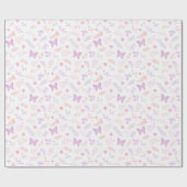Elegant Paars Butterfly Floral Pattern Cadeaupapier (Vlak)