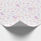 Elegant Paars Butterfly Floral Pattern Cadeaupapier (Hoek)