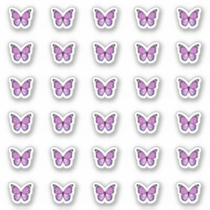 Elegant Paars Butterfly Kisses Monogram Snoep Sticker