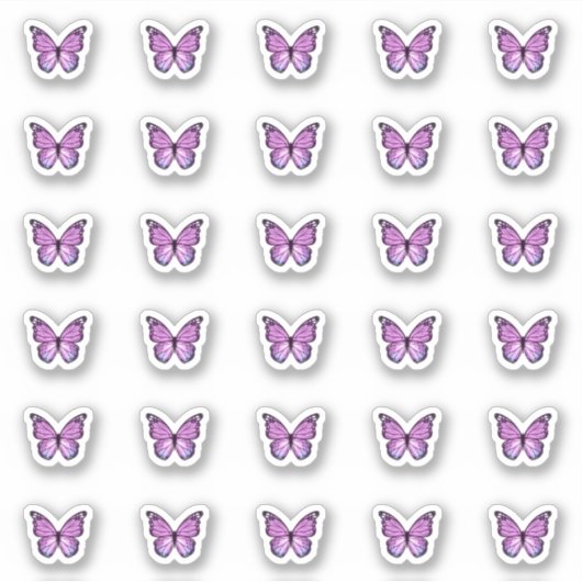 Elegant Paars Butterfly Kisses Monogram Snoep Sticker (Voorkant)