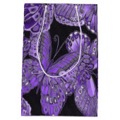 Elegant Paars Butterfly Pattern Gift Bag Medium Cadeauzakje (Achterkant)