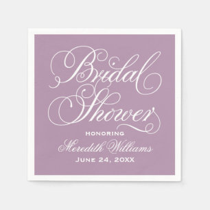 Elegant Paars Calligraphy Wedding Vrijgezellenfees Servet