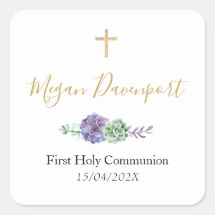 Elegant Paars Communion Favor Sticker