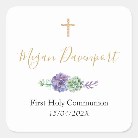 Elegant Paars Communion Favor Sticker (Voorkant)