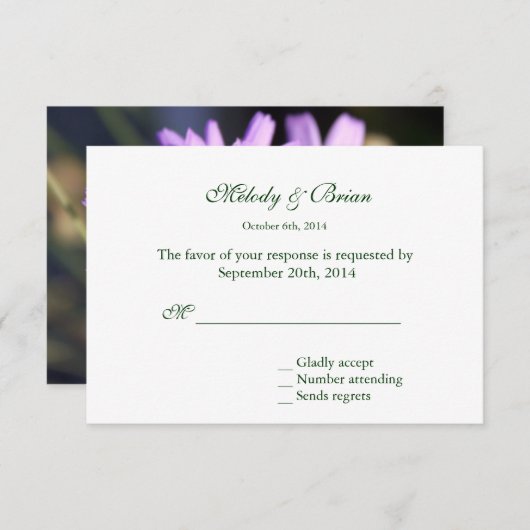 Elegant,  paars dagblad rsvp (Voorkant / Achterkant)