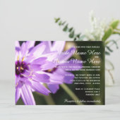 Elegant,  paars dagenbloem, bruiloft kaart (Staand voorkant)