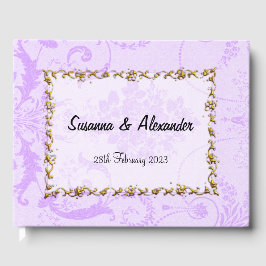 Elegant Paars Damask Boho Wedding Gastenboek