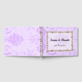 Elegant Paars Damask Boho Wedding Gastenboek (Volledig)