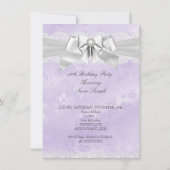 Elegant Paars Damask Silver White Birthday Party Kaart (Achterkant)