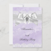 Elegant Paars Damask Silver White Birthday Party Kaart (Voorkant)