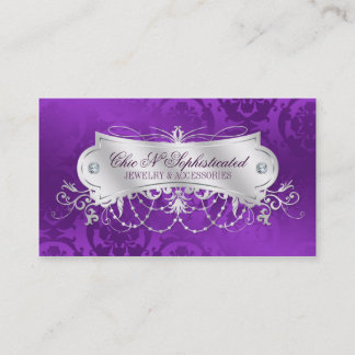 Elegant Paars Damask Swirl Visitekaartje